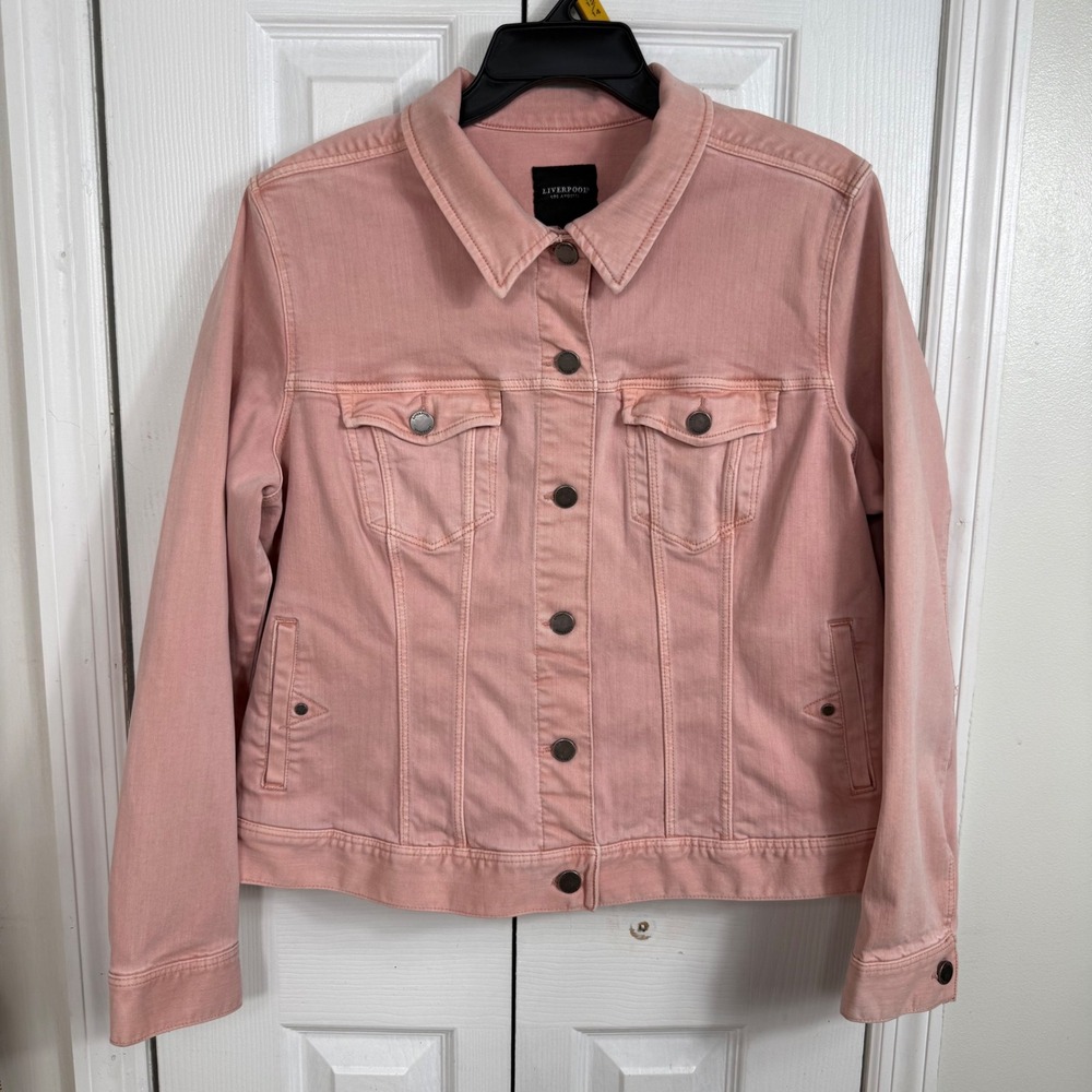 Liverpool Denim Jacket XL Pink Rose Classic Stretch Minimalist Aesthetic